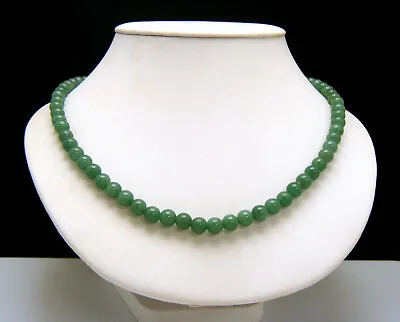 Vintage Chinese Export Jade Bead Necklace Filigree Box Clasp • $159.99