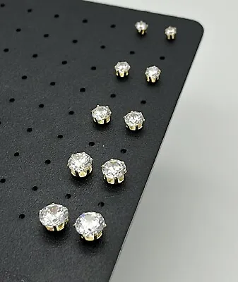 9ct Yellow Gold Round Diamond Stud Earring 3mm-7mm ALL SIZES • £29.90