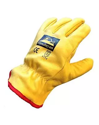 Mens Himalayan Full Fleece Lined Leather Winter Cold Drivers Gloves Sizes M L XL • £6.90