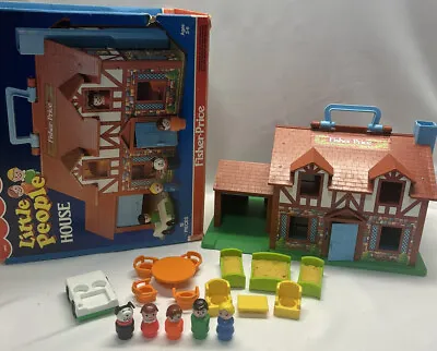 Vintage Fisher Price Little People TUDOR BROWN HOUSE Complete In Box Near Mint • $91.20