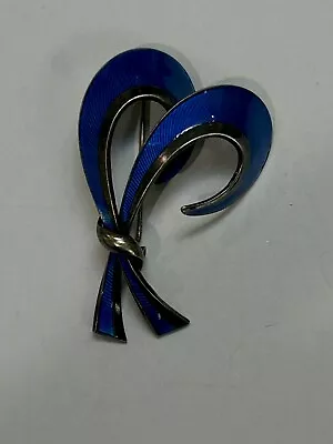 Hans Myhre 925S Sterling Silver  Blue Enamel Brooch Norway • $35