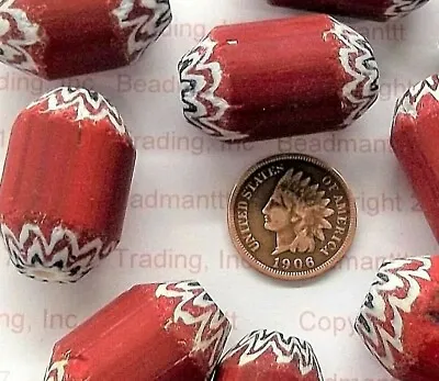 Vintage RED Chevron Trade Bead Dated For Collections   C95c   BIN C • $12.75