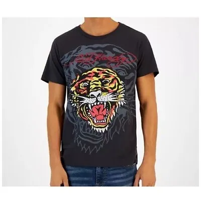 Ed Hardy Men's Faded Tiger Graphic BLACK Crew Neck T-shirt MEDIUM New With Tags • $23.85