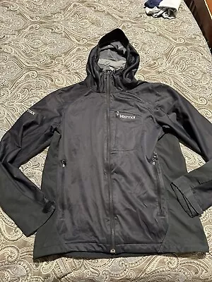 Marmot Gore Windstopper Soft Shell Hoodie Jacket Mens Size Medium Black Full Zip • $35