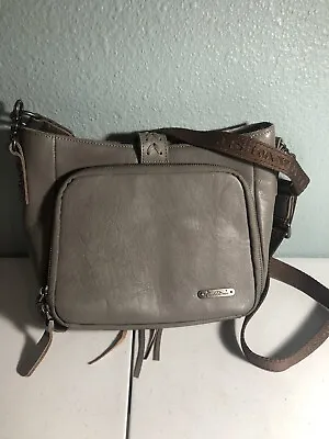 Montana West Genuine Leather Western Hobo Handbag Gray Crossbody Shoulder • $29.99