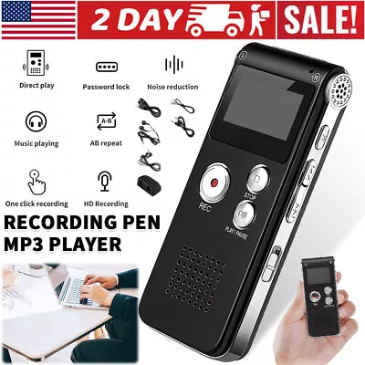 Digital Voice Recorder Dictaphone Audio Sound Recorder Mini Small Spy Lecture US • $14.98