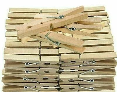 £4.25 • Buy 72 Wooden Clothes Pegs Clips Pine Washing Line Airer Dry Line Wood Peg Gardens