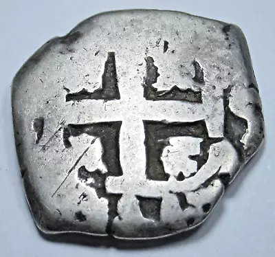 1754 Spanish Bolivia Silver 2 Reales Colonial 1700's Pirate Treasure Cob Coin • $125