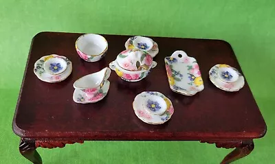 Vintage Lot Dollhouse Miniature Porcelain Floral Dishes Plates Bowls Platter • $19.99