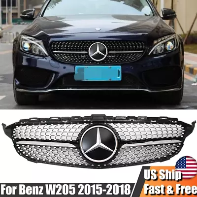 Diamond Front Grille Grill For Mercedes Benz W205 C200 C250 C300 C350 2015-2018 • $87.99