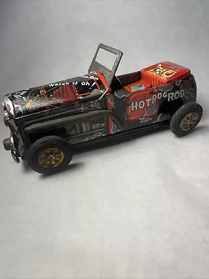 Tin Friction 1950's Hot Rod Race Car W Dog Driver Original Box Masuya Japan • $69.50