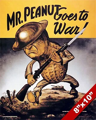 Mr Peanut Goes To War Us Wwii Propaganda Poster Painting Real Canvas art Print • $14.99