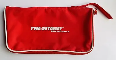 TWA Airlines Red Nylon Zippered Pouch - Getaway Vacations • $8