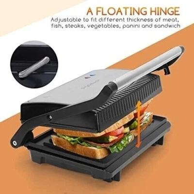 £19.99 • Buy Aigostar Sandwich/Panini Press, 1-2 Slice Non-Stick Plates Sandwich Toaster 800W