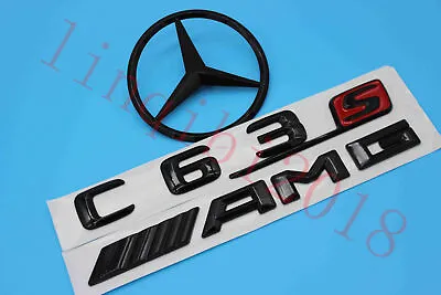 3D Gloss Black C63s AMG Trunk Logo Sticker Decal Emblem Badge Package For W204 • $38