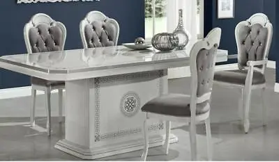 £1850 • Buy Versace Aror White/silver Italian High Gloss Dining Table & 6 DiamantÉ Chairs