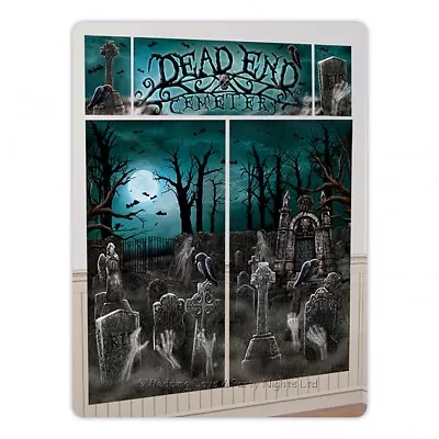 6ft Haunted Zombie Graveyard Halloween Scene Setter Party Wall Decor Backdrop • £3.48