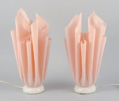 Georgia Jacobs French Designer. A Pair Of Rose-coloured Table Lamps In Resin. • $1500
