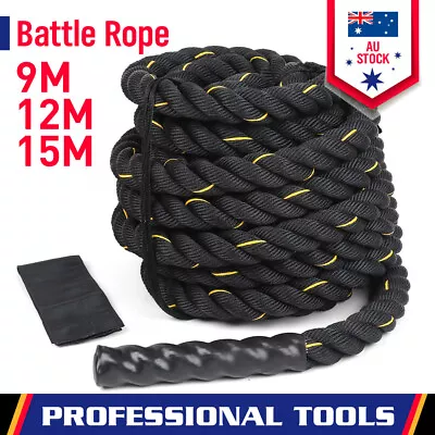 9M/12M/15M Battle Rope 38MM Diameter Heavy Jump Rope Home Gym Strength Training • $62.99