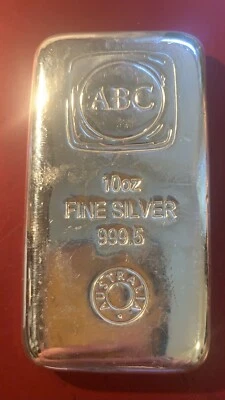 $495 • Buy 10 Oz ABC Silver Bullion Bar 999.5 Purity.