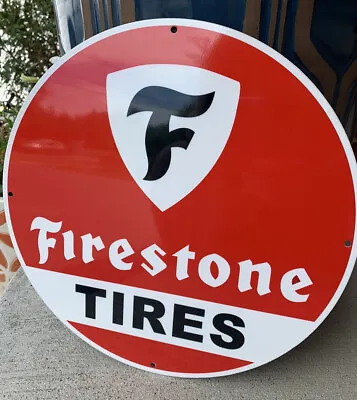 Vintage Style Firestone Tires  Service Gas  Heavy Steel Metal Quality Sign • $55