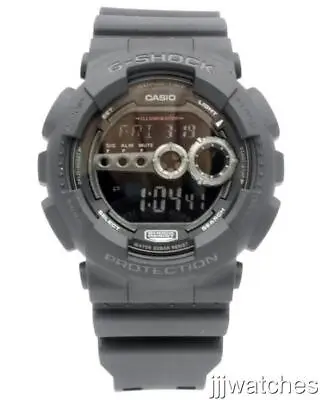 Casio G-Shock World Time Black Rubber Super Illuminator Watch 53mm GD100-1B $89 • $66.75