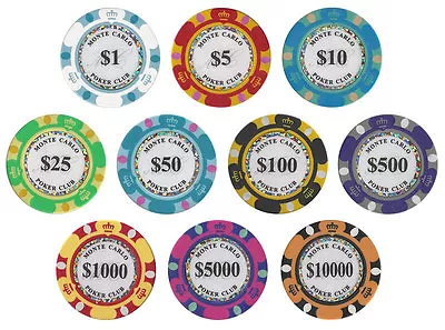 New Bulk Lot Of 200 Monte Carlo Poker Chips - Pick Denominations! • $58.99