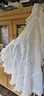 £44 • Buy A Divine Vtg French Floaty Voile Table Cover /overlay  Ric Rac & Frou Frou Trims