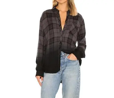 $75 • Buy NWT Rails Hunter Shirt CHARCOAL JET DIP DYE Top  Long Sleeves Rayon 