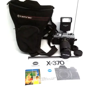 MINOLTA X-370 35mm Film Camera With Macro Zoom 75-200mm Lens Bag And Manual • $94.95