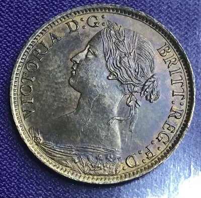 1860 Victoria Farthing Coin Tone Lustre #4686 • £200