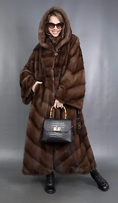 11191 New Glamorous Nafa Mink Coat Fur Swinger Hood Extra Long Beautiful Size Xl • $2249.10