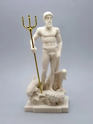 $48.80 • Buy Poseidon Greek Roman God Of The Sea Neptune Cast Marble Statue Sculpture 9.65 In