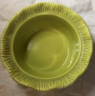 Vintage 1956 Miramar Of Calif Pottery 602 Ceramic Bowl  Green Ripple Scallop Rim • $14.99