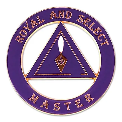 Royal & Select Master Round Masonic Auto Emblem - [Purple & Gold][3'' Diameter] • $11.99