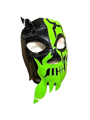 HALLOWEEN SKULL (pro-fit) Adult Lucha Libre Halloween Costume Mask - Black/Green • $19.99