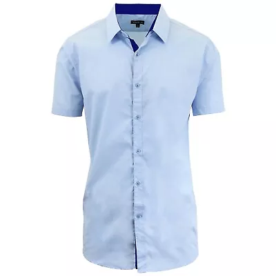 Mens Short Sleeve Solid Dress Shirt Slim Fit Button Down Casual NWT (S-5XL) • $13.97