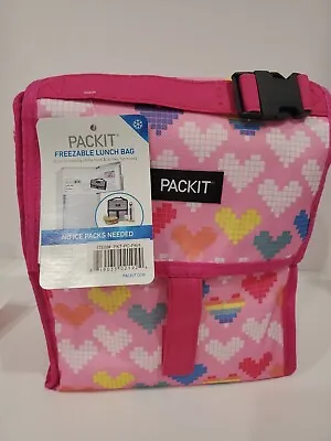 $21 • Buy New PACKIT FREEZABLE LUNCH BAG Pink Hearts New In Package