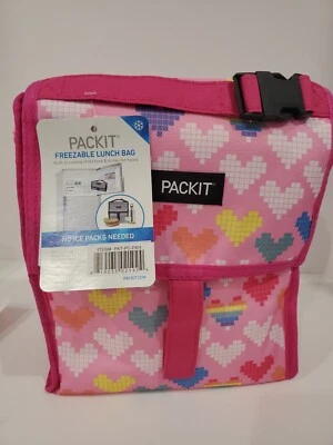 $21 • Buy New PACKIT FREEZABLE LUNCH BAG Pink Hearts New In Package
