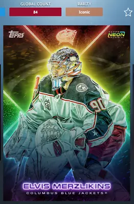 2021 Topps Skate -digital-  Elvis Merzlikins 84cc Iconic Neon Blue Jackets • $7