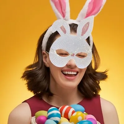 Kids PRE FILLED Easter Party Fun Full Child Face Masks Bunny Rabbit Fancy Ears • £3.49