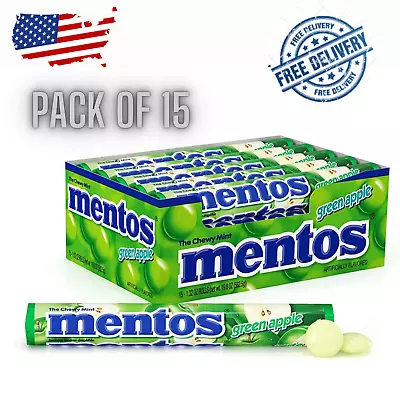 Mentos Chewy Mint Candy Roll Green Apple ( Pack Of 15 ) 1.32 Ounce/14 Pieces • $24.42