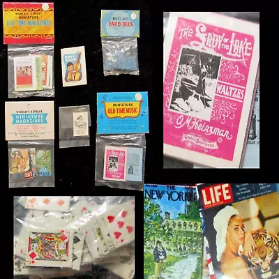 C1960-70 MINIATURE BOOK LOT MAGAZINES CARDS MUSIC CATALOG NEVER OPENED 6 ITEMS • $5.50