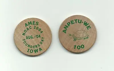 Oa Scout Bsa 2004 Noac Anpetu-we Lodge 100 Wooden Nickel Founders Day Turtle Www • $2