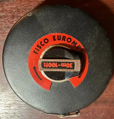 VINTAGE FISCO EUROMET DOUBLE SIDED 30m/100ft TAPE MEASURE IN ORIGINAL BOX • £14.99