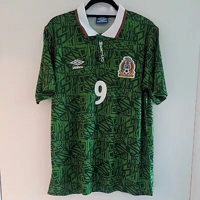 Mexico Hugo Sanchez Retro Jersey 1994 #9 Men's L Green • $79