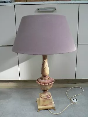 Vintage Marble Lamp Neoclassical Alabaster Column PINKS Feet Large Downton Abbey • £55