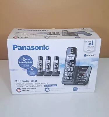 Panasonic KX-TG744 Link2Cell Bluetooth Cordless Phone 2 Handset KX-TG744 System • $59.95