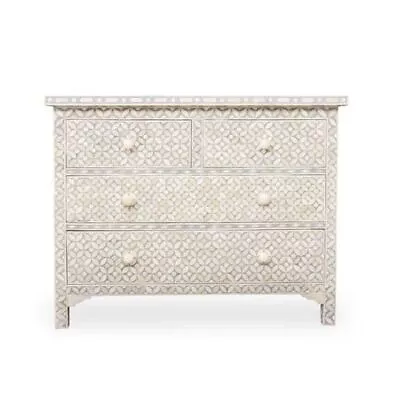 Bone Inlay Chest 4-Drawer Geometric - Grey • $3797.14