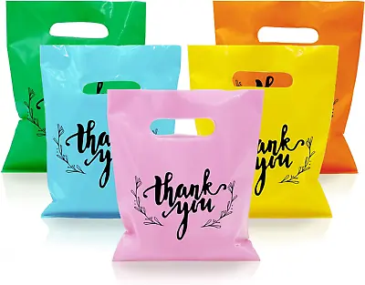 100 Pcs Small Thank You Merchandise Bags Plastic Goodie Bags Party Fav ââ... • $10.59